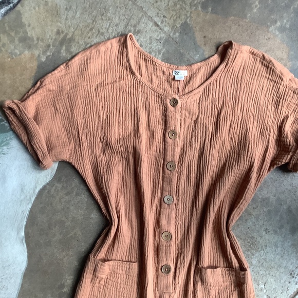 Billabong Badlands Jumpsuit Size L large Romper cotton gauze Peach - Picture 7 of 16